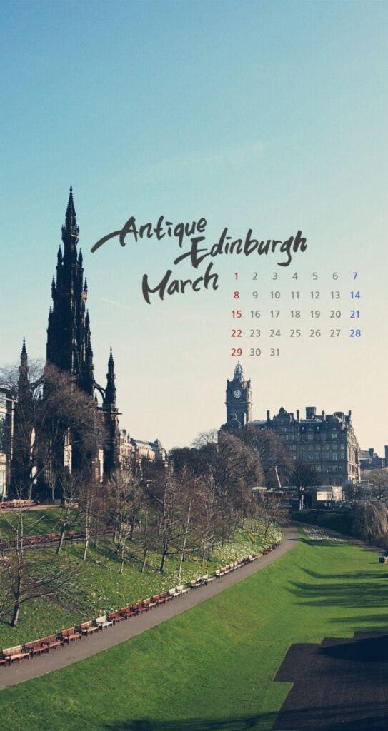 Antique Edinburgh Collection of x March Calendar