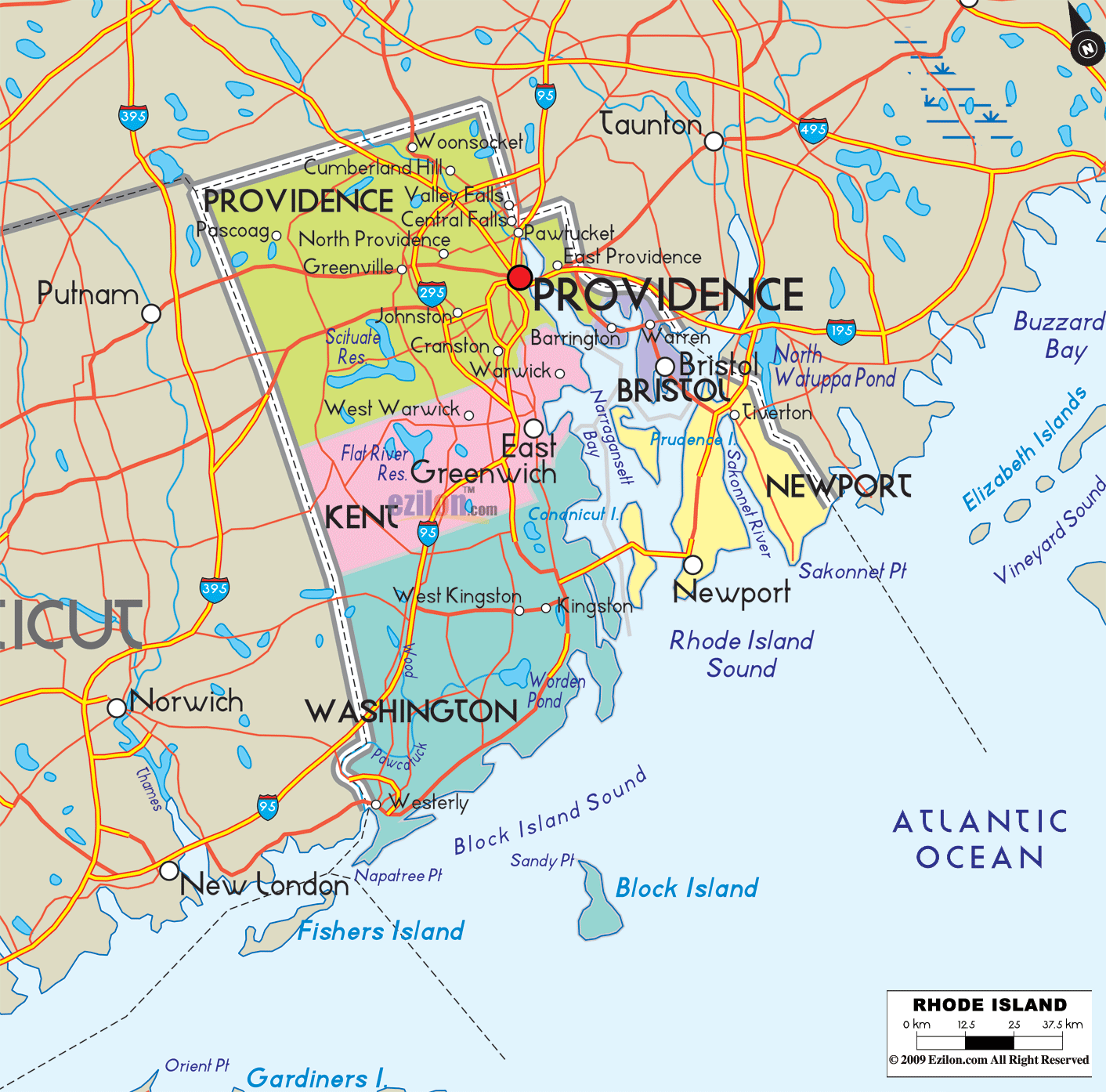 Road Map Rhode Island