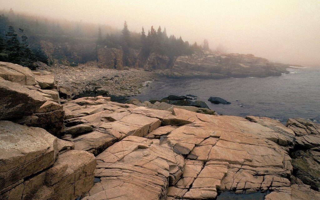 Landscapes nature Maine fog National Park Acadia wallpapers