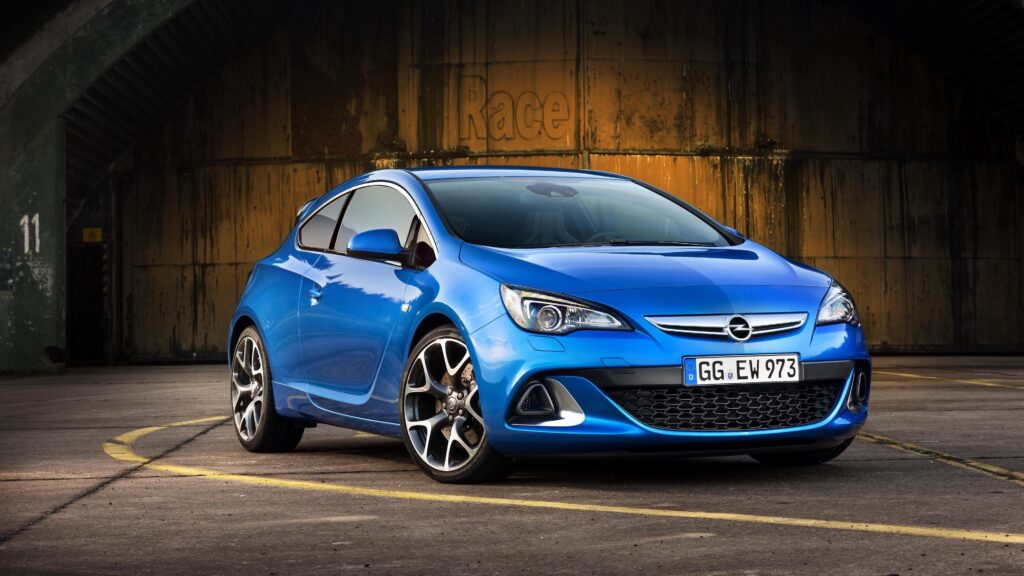 Download wallpapers opel, astra, side view, blue k uhd