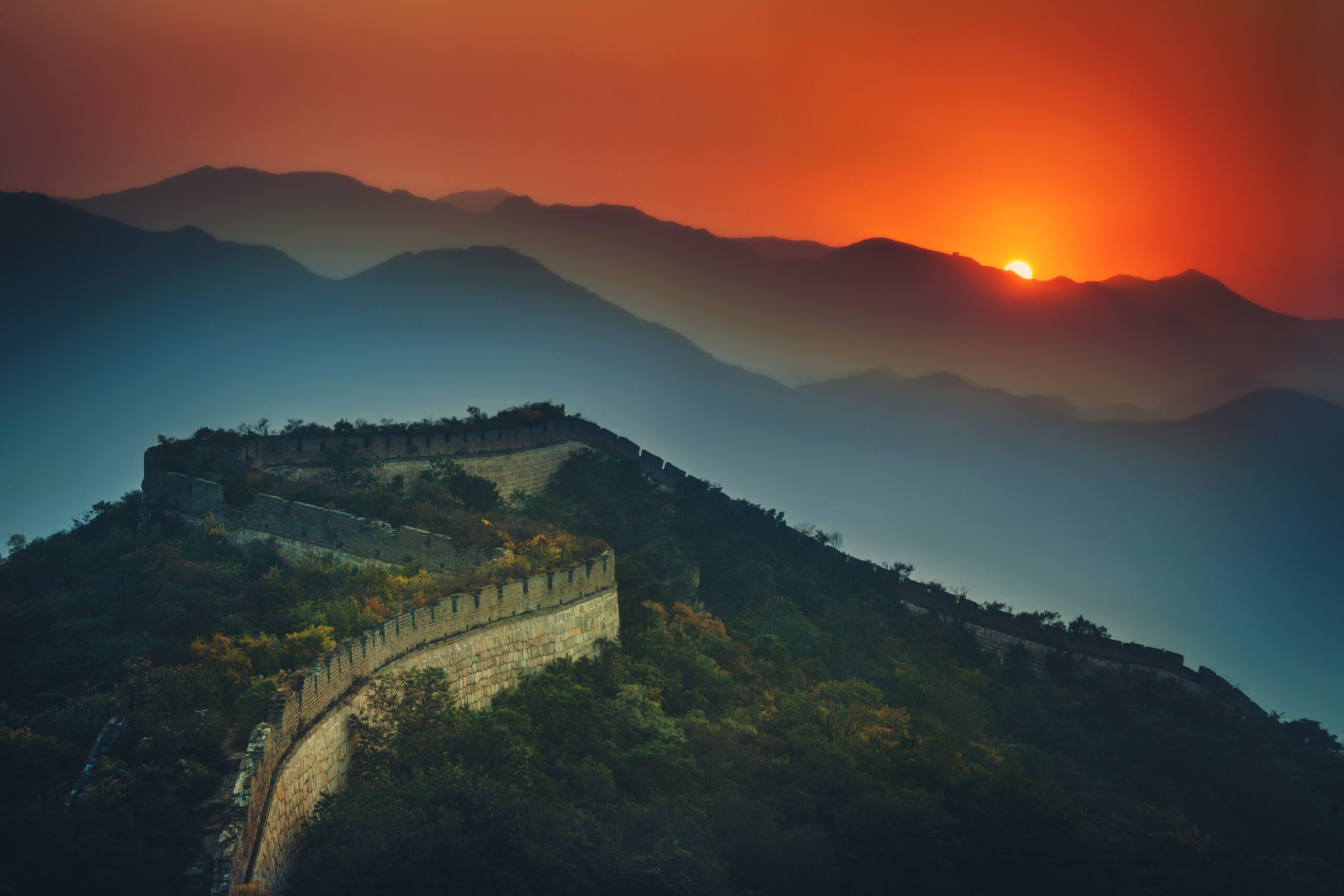 Wallpapers Great Wall of China, Sunset, K, World,