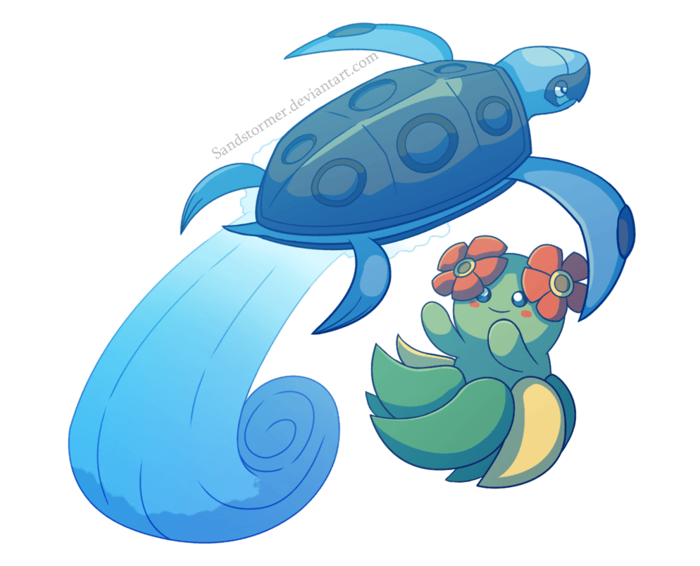 Bellossom and Tirtouga by Sandstormer