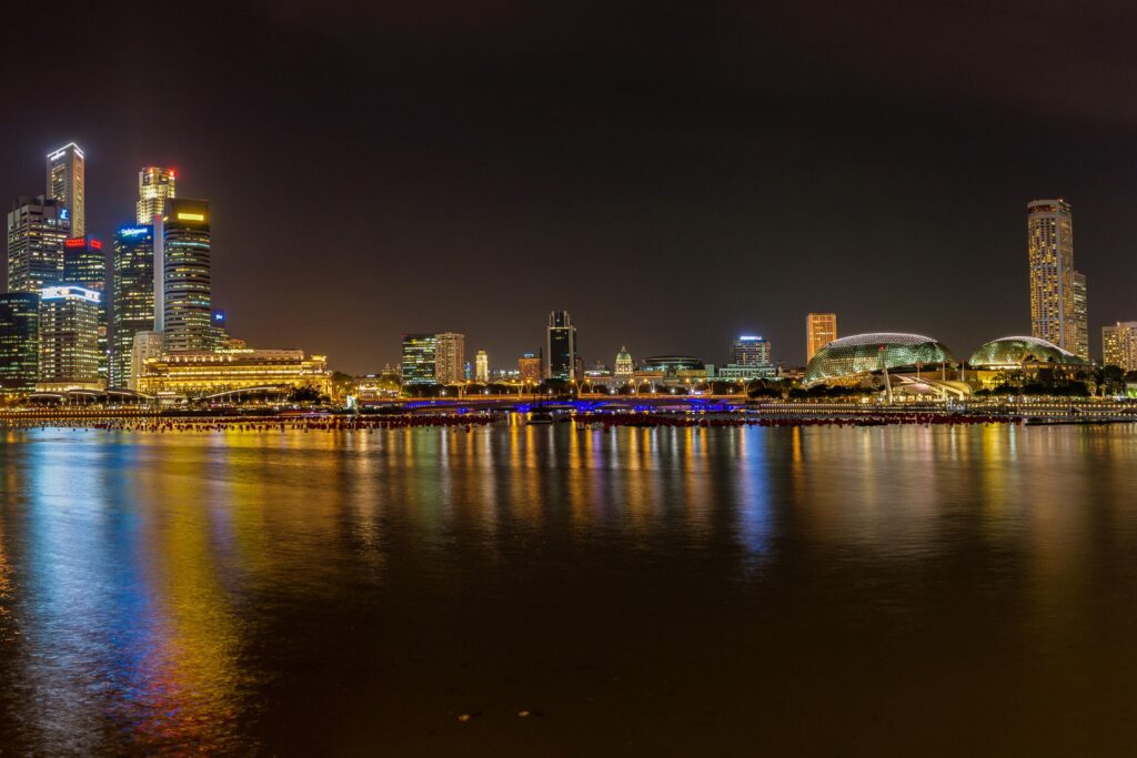 Wallpapers Singapore Rivers night time Cities Houses