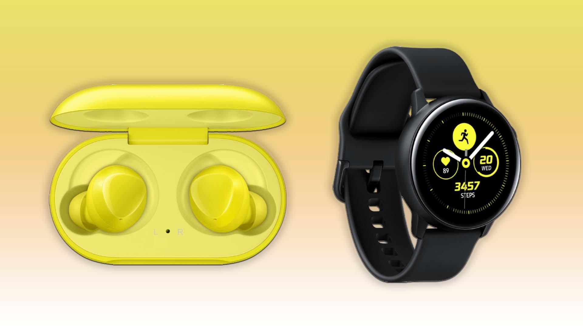 The Samsung Galaxy Watch Active and Galaxy Buds Bunch of Wallpaper