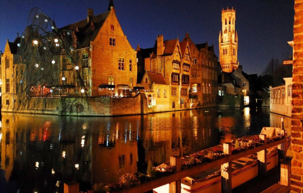 Wallpapers the city, lights, the evening, Bruges, Bruges by night