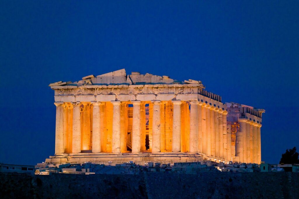 Evening View of Acropolis of Athens Greece