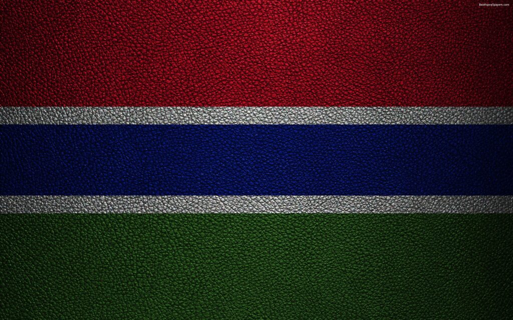 Download wallpapers Flag of Gambia, leather texture, k, Gambian