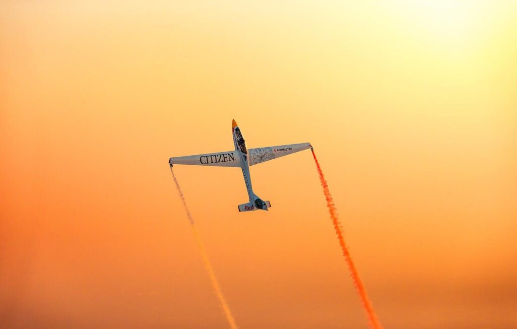 Wallpapers sky, flying, sunset, wings, airplane, plane, aviation