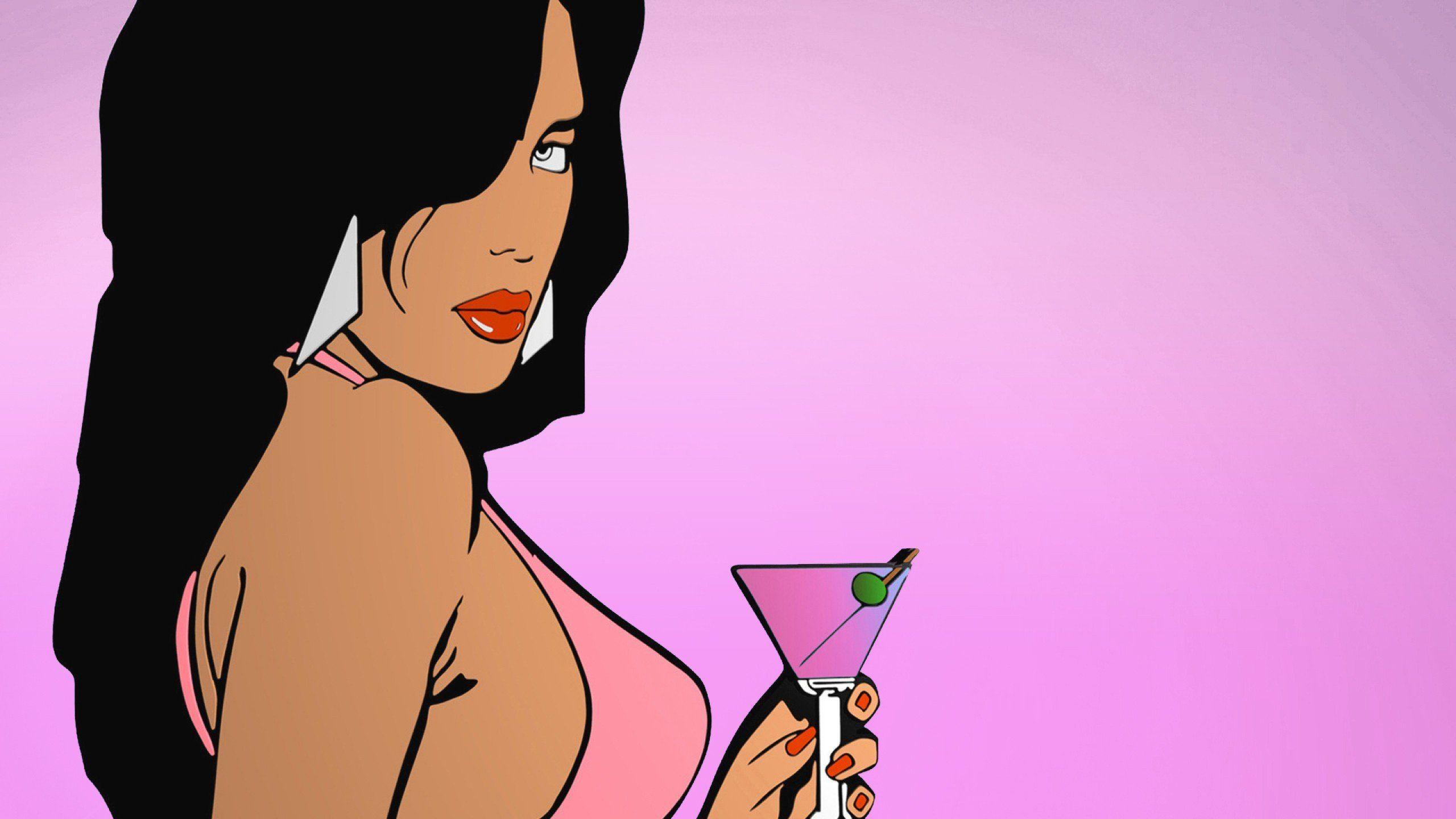 Bikini top, Red lipstick, Pink, Grand Theft Auto Vice City, Video