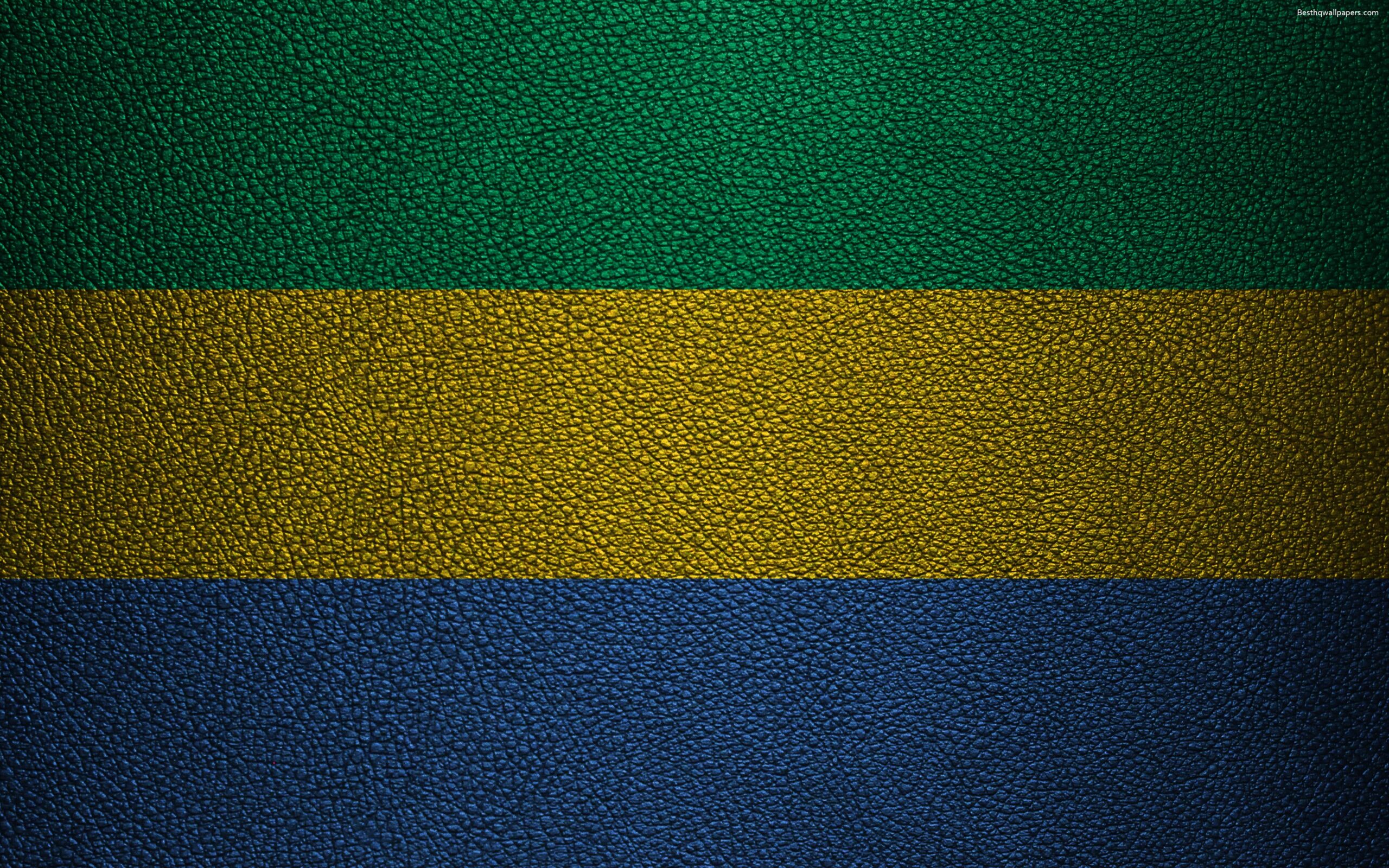 Download wallpapers Flag of Gabon, leather texture, k, Gabonese
