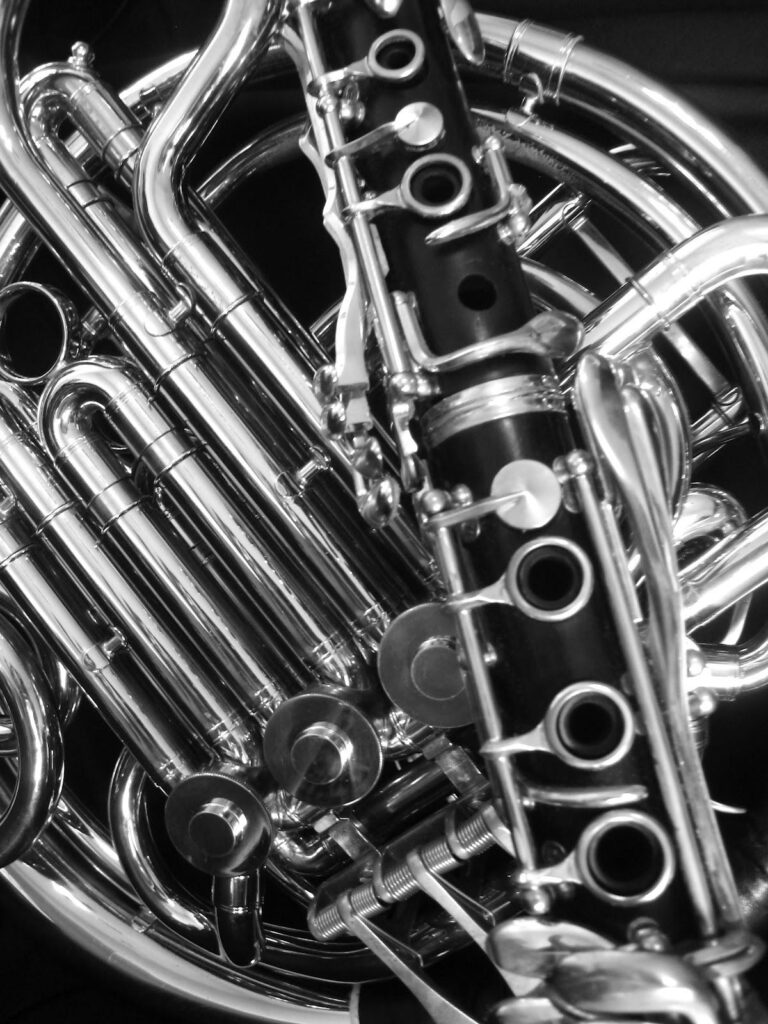 Spirals & Spatulas Clarinet Photos, French Horn Photos, and Piano