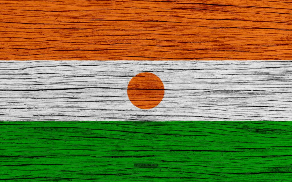 Download wallpapers Flag of Niger, k, Africa, wooden texture