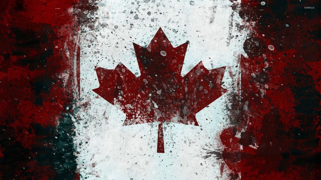 Canadian flag with paint drops wallpapers