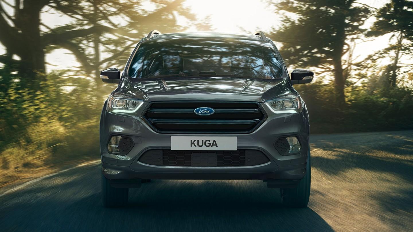 Ford Kuga Black color Front view 2K wallpapers
