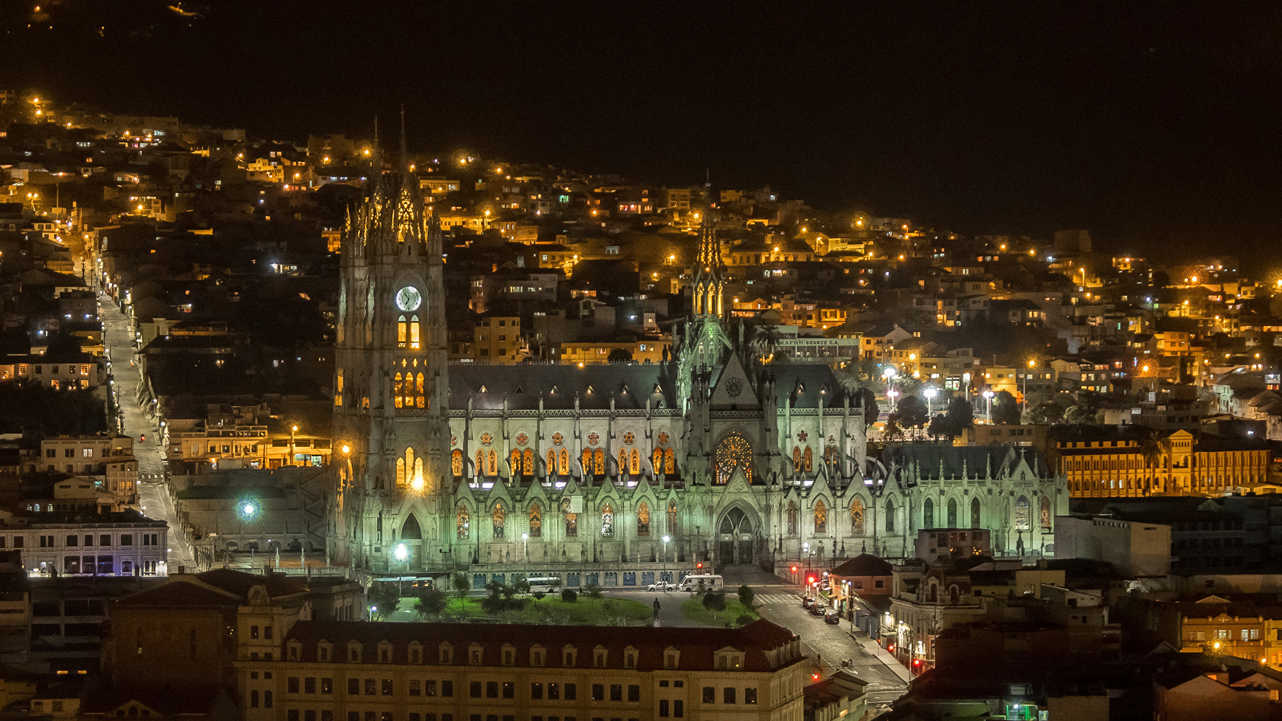 Photo Cathedral Quito Ecuador Roads Night Cities Houses