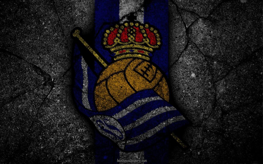 Download wallpapers Real Sociedad, logo, art, La Liga, soccer
