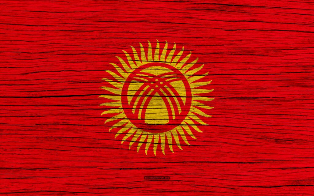Download wallpapers Flag of Kyrgyzstan, k, Asia, wooden texture