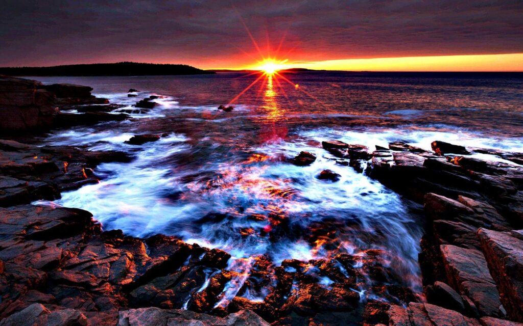 Sunset At Acadia National Park Maine Desk 4K Backgrounds