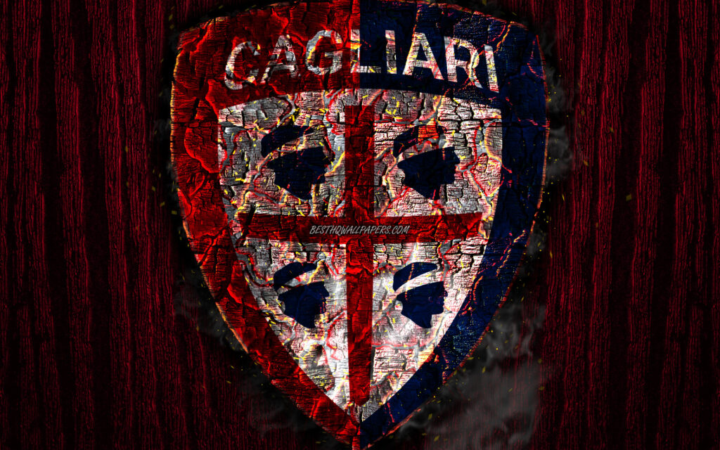 Download wallpapers Cagliari FC, scorched logo, Serie A, purple