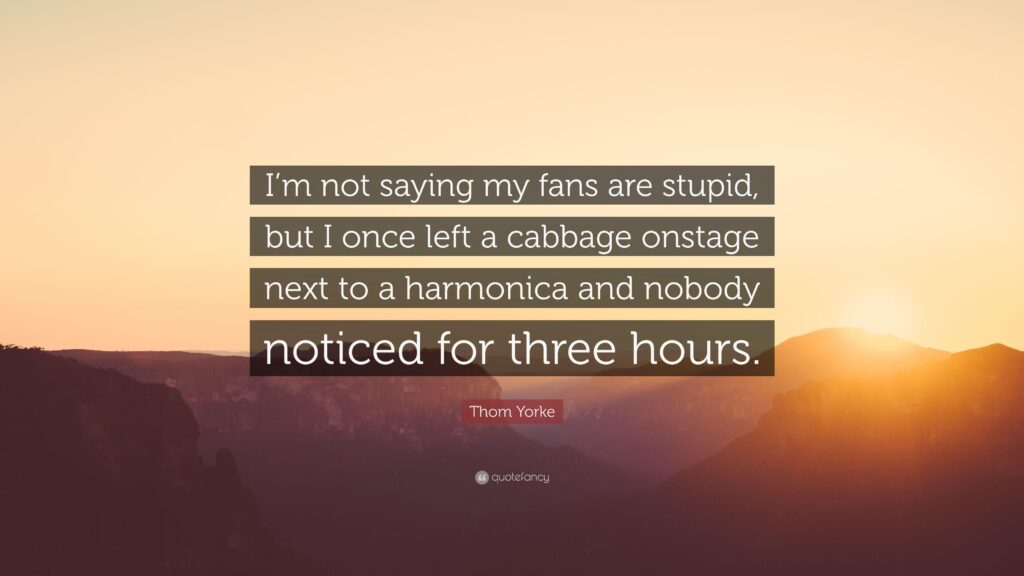 Thom Yorke Quote “I’m not saying my fans are stupid, but I once