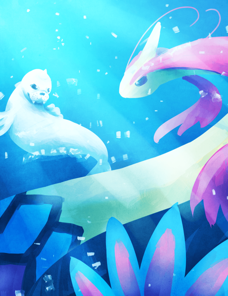 Milotic and Dewgong by laclefaverite