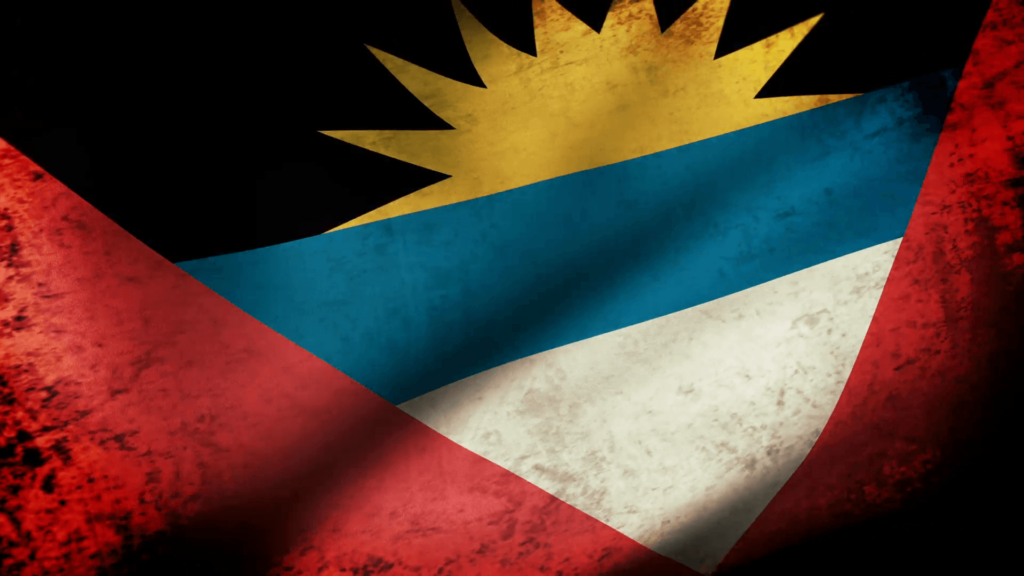 Antigua and Barbuda Flag Waving, grunge look Motion Backgrounds