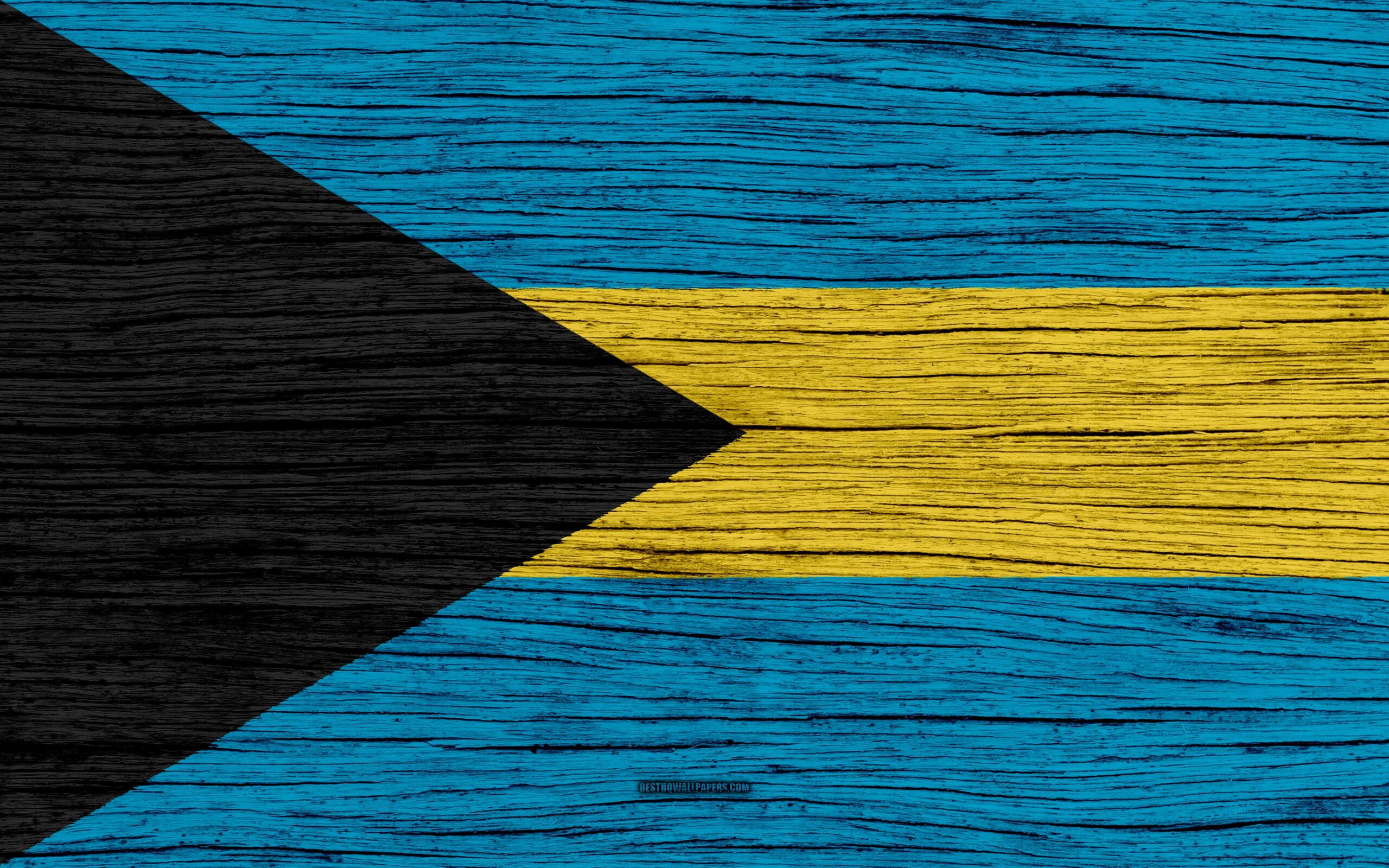 Download wallpapers Flag of Bahamas, k, North America, wooden