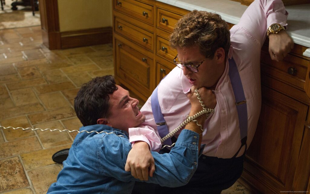 Download Leonardo DiCaprio And Jonah Hill Fighting Wallpapers