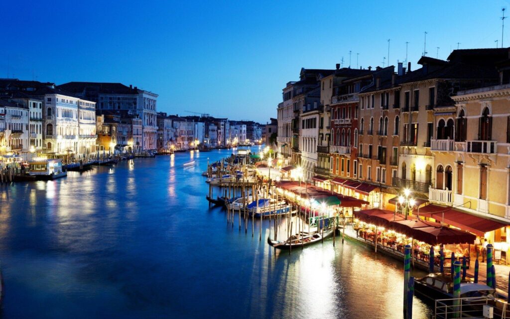 Italy grand canal venice night canal grande 2K wallpapers