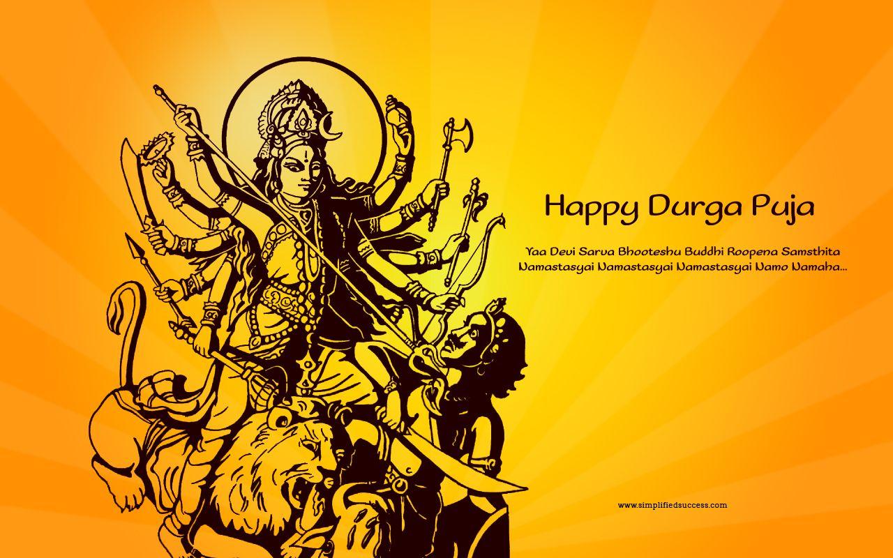 Happy Durga Puja 2K Wallpapers with Quote, Download free