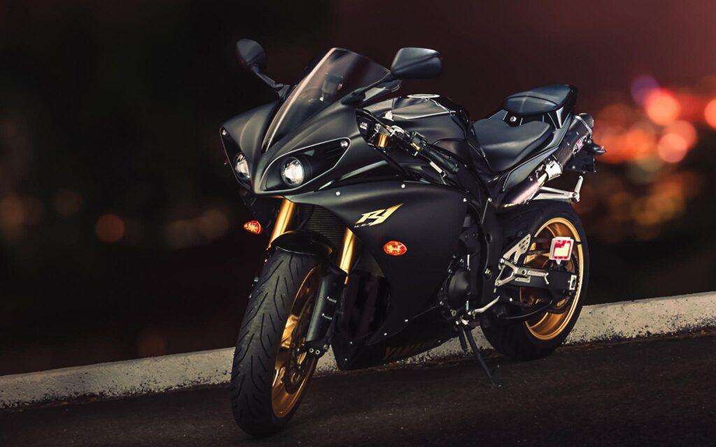 Yamaha yzf r sport bike black gold wallpapers