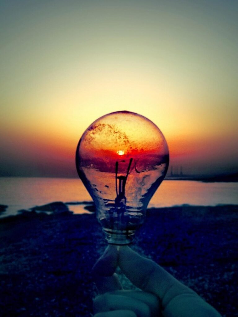 Light Bulb Sunset Beach Android Wallpapers free download