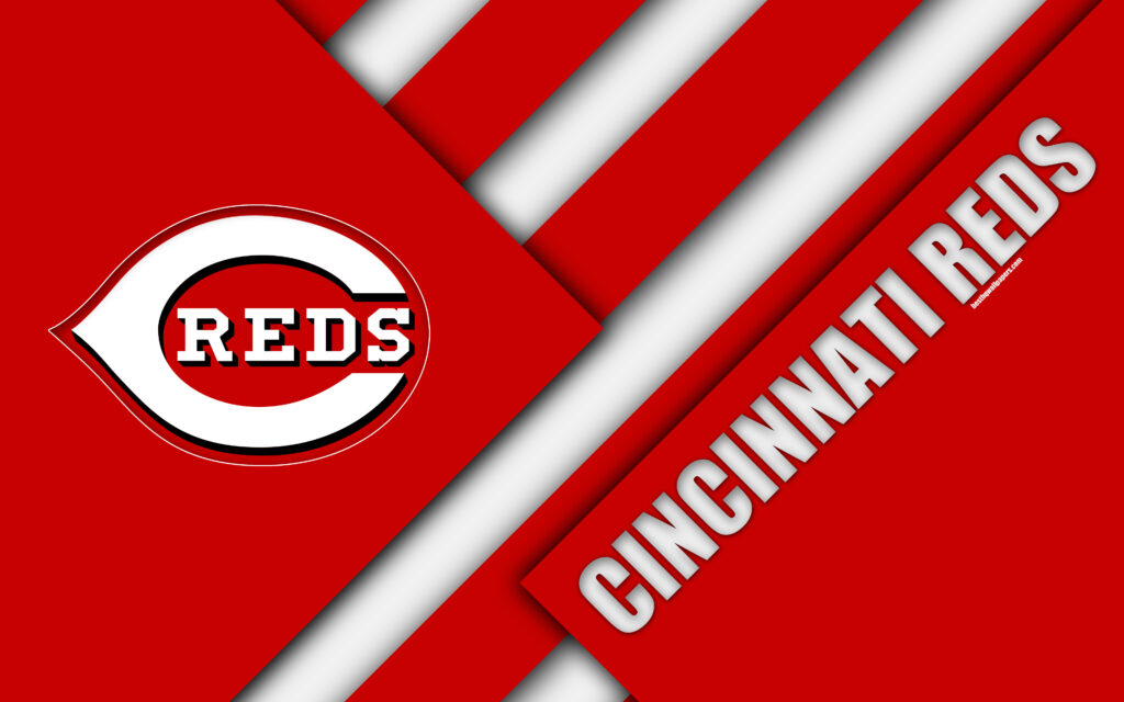 Download wallpapers Cincinnati Reds, MLB, K, red white abstraction