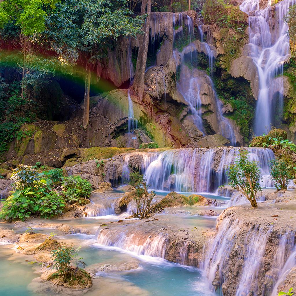 Wallpapers Tat Kuang Si Waterfalls Luang prabang Laos Rock Nature