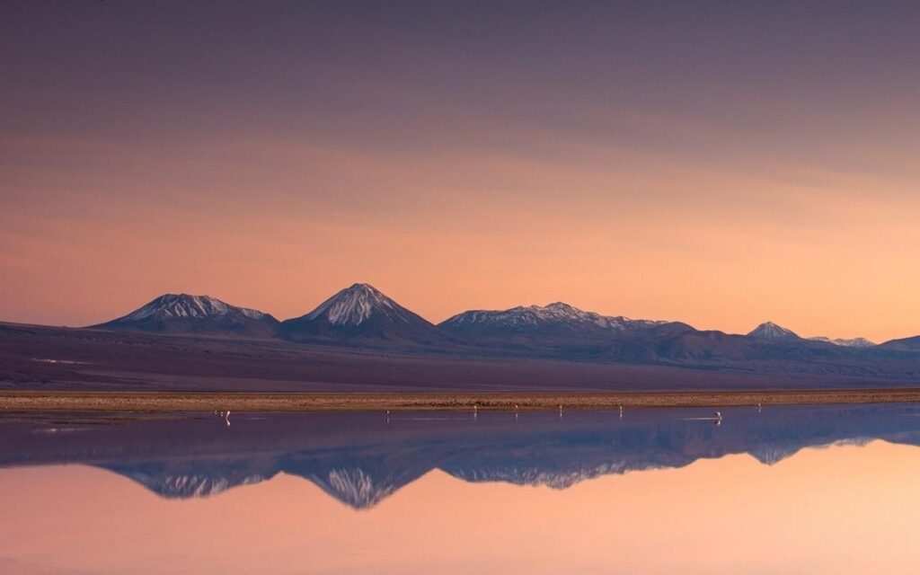 Nature, Landscape, Atacama Desert, Mountain, Lake, Sunset, Snowy
