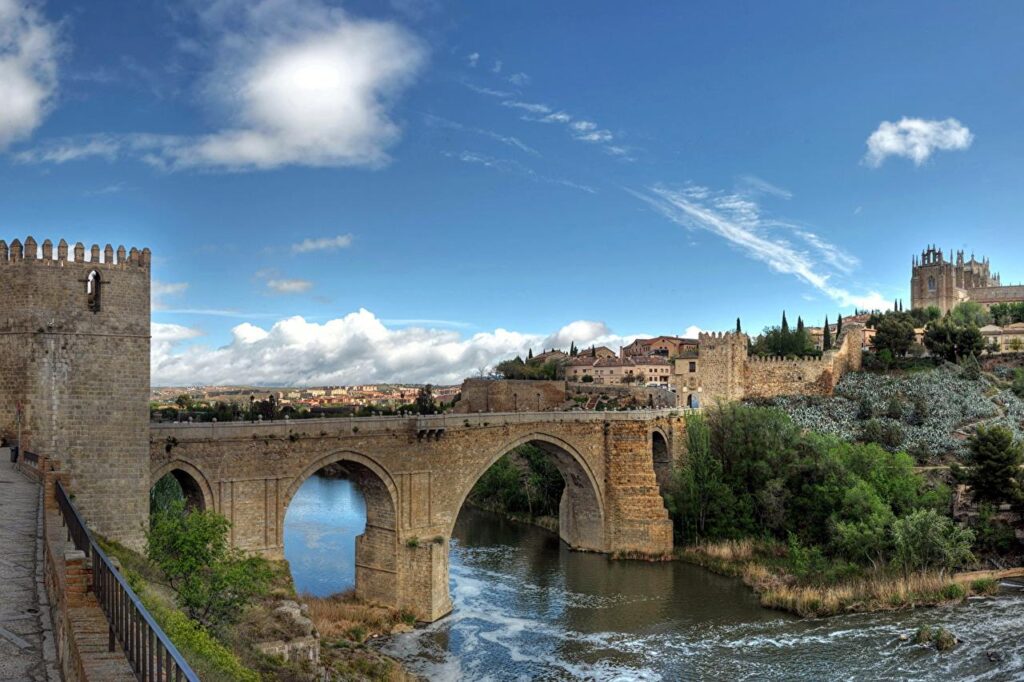 Photo Toledo Spain Fortress Bridges Sky Rivers Cities
