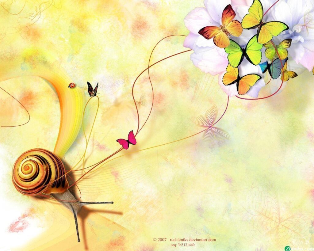 Snail & Butterflies Wallpapers