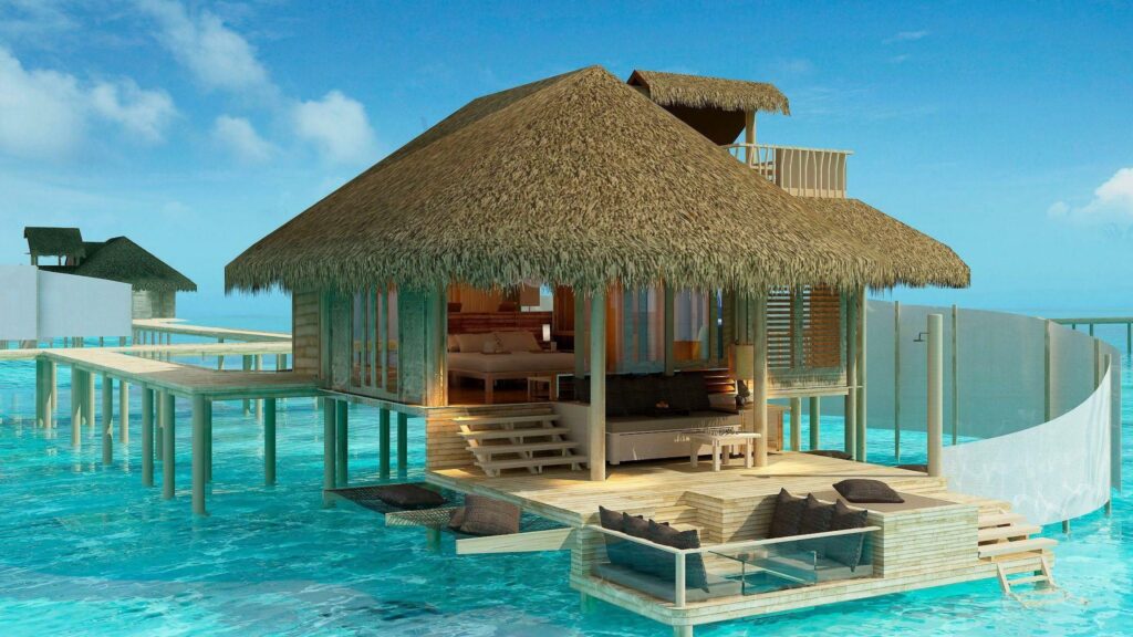Overwater Bungalows In The Olhuveli Island, Maldives 2K Wallpapers