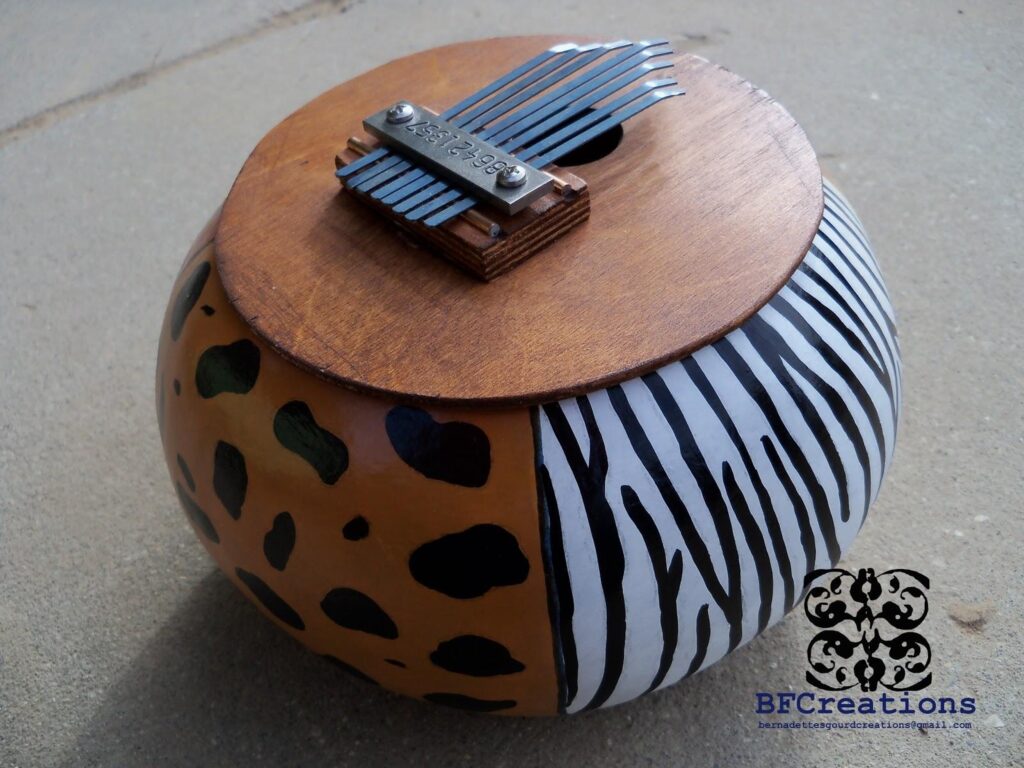 Bernadette’s Gourd Creations Animal Skin Kalimba Instrument