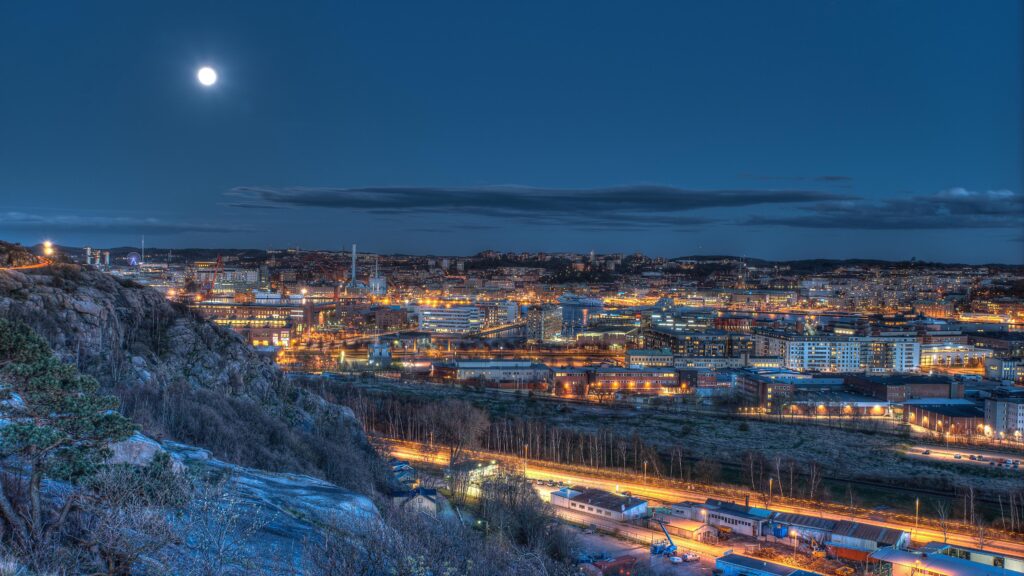 Photo Sweden Gothenburg Moon night time Cities Building