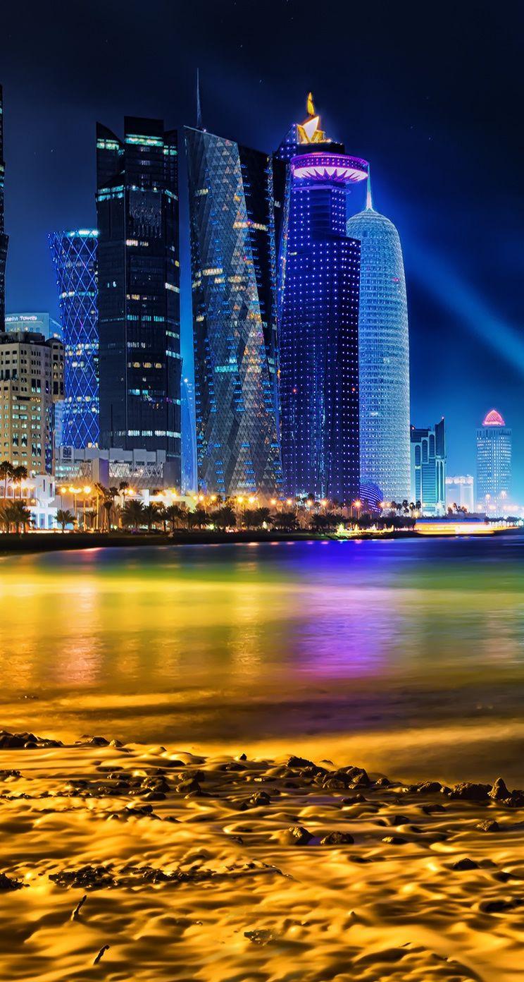 Doha Qatar Skyline iPhone se Wallpapers Download