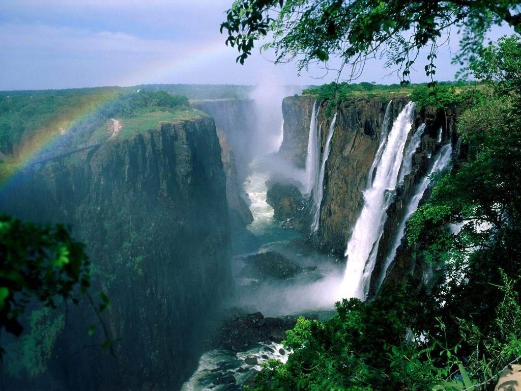 Zimbabwe Tag wallpapers Water River Rainbow Waterfalls Canyon