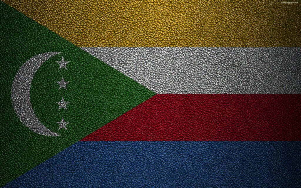 Download wallpapers Flag of Comoros, k, leather texture, Africa
