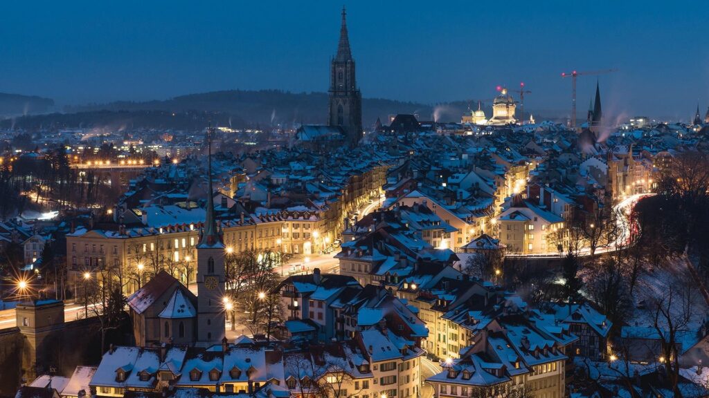 Winter Night In Bern 2K Wallpapers