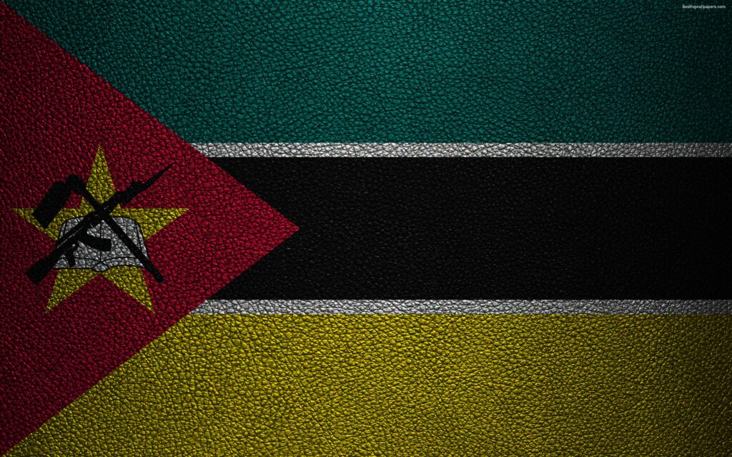 Download wallpapers Flag of Mozambique, K, leather texture, Africa