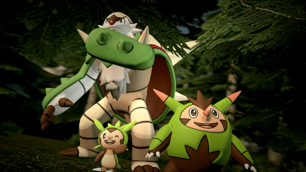 Chespin, Quilladin and Chesnaught by yoshipower
