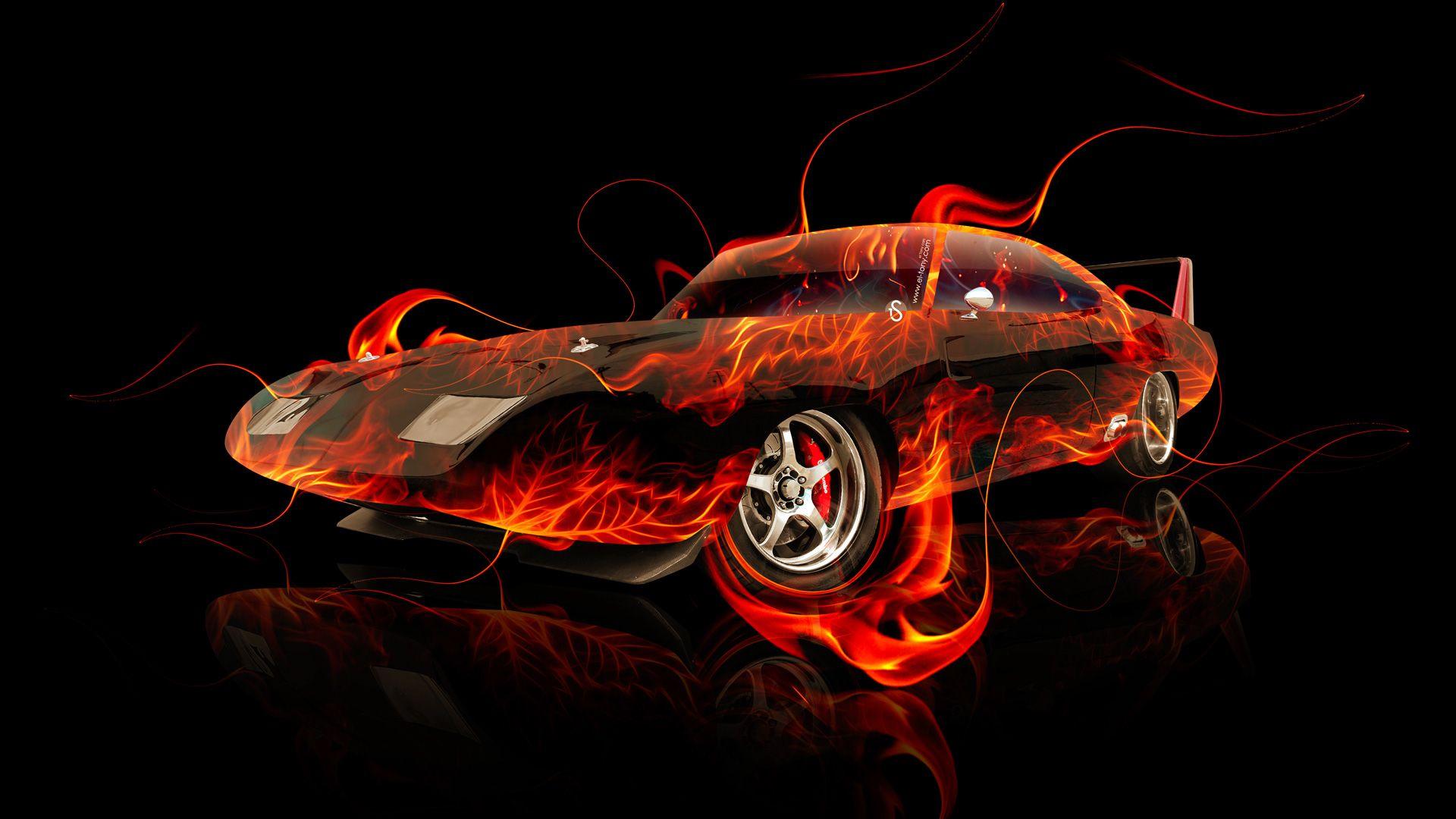 Dodge Charger Daytona Muscle Fire Abstract Car