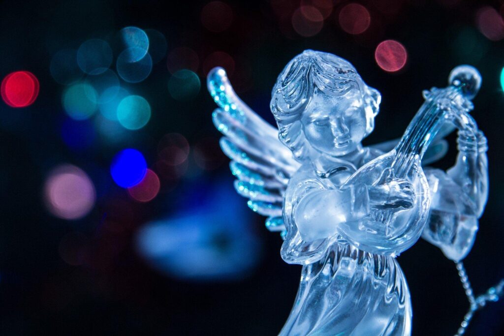 Lights new year christmas angel lute 2K wallpapers
