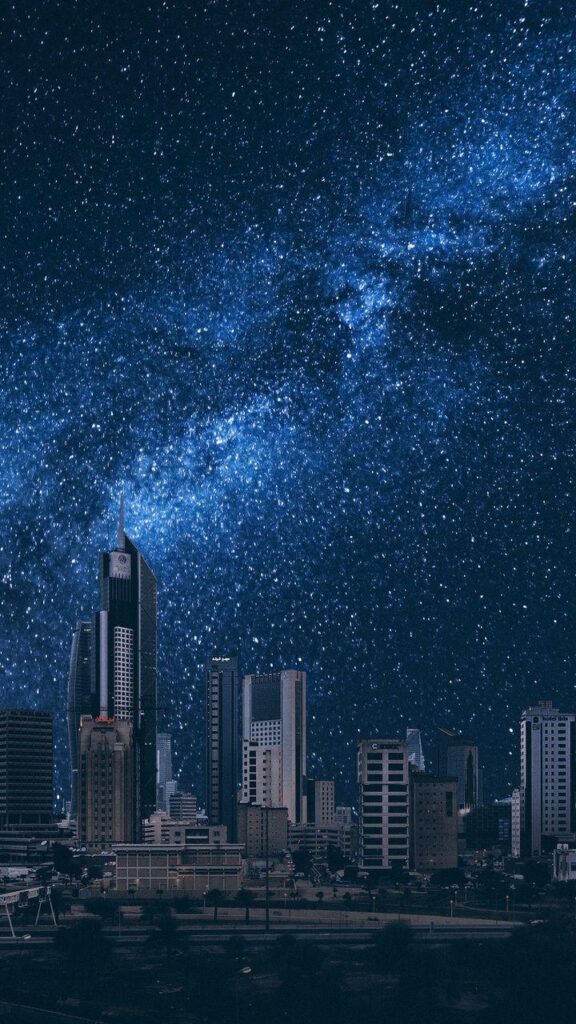 Night city, kuwait, starry sky, kuwait city, kuwait