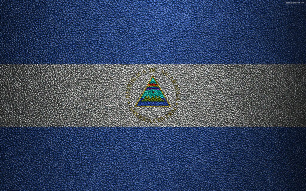 Download wallpapers Flag of Nicaragua, k, leather texture, North